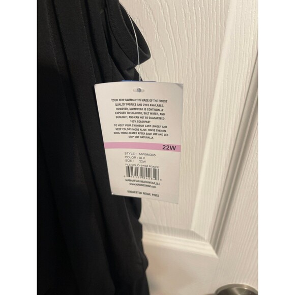 Maxine Of Hollywood Jersey Swim Romper One Piece Swimsuit Size 22W Black New - Picture 6 of 8